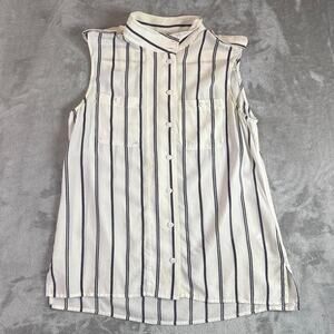 Equipment Femme 100% Silk Sleeveless Striped Button Up Blouse Women’s M